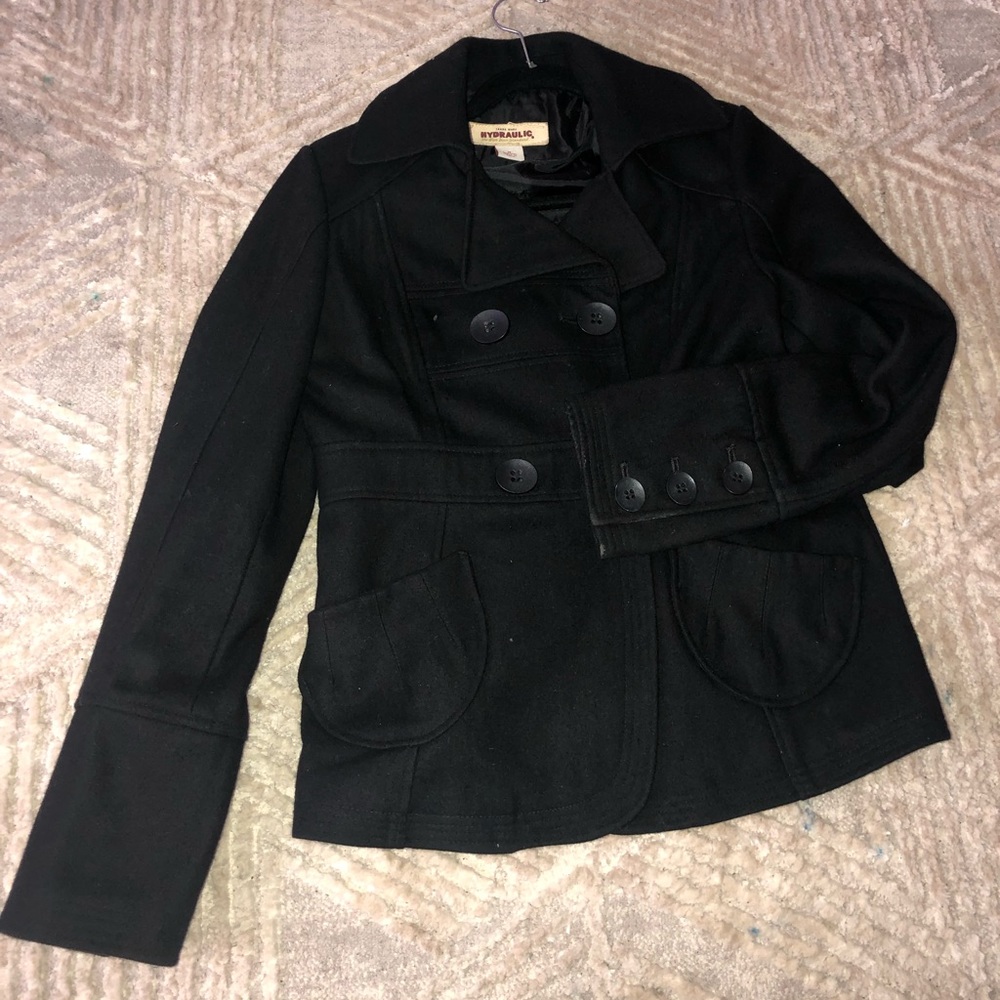 Women hydraulic The Blue Jean Standard tweed button front pea coat
